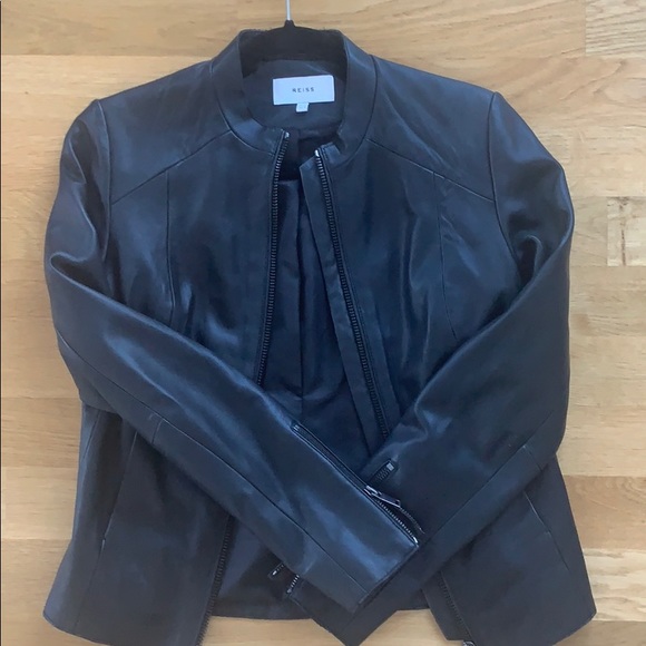 Reiss lamb leather moto jacket size US 4 - Picture 3 of 4